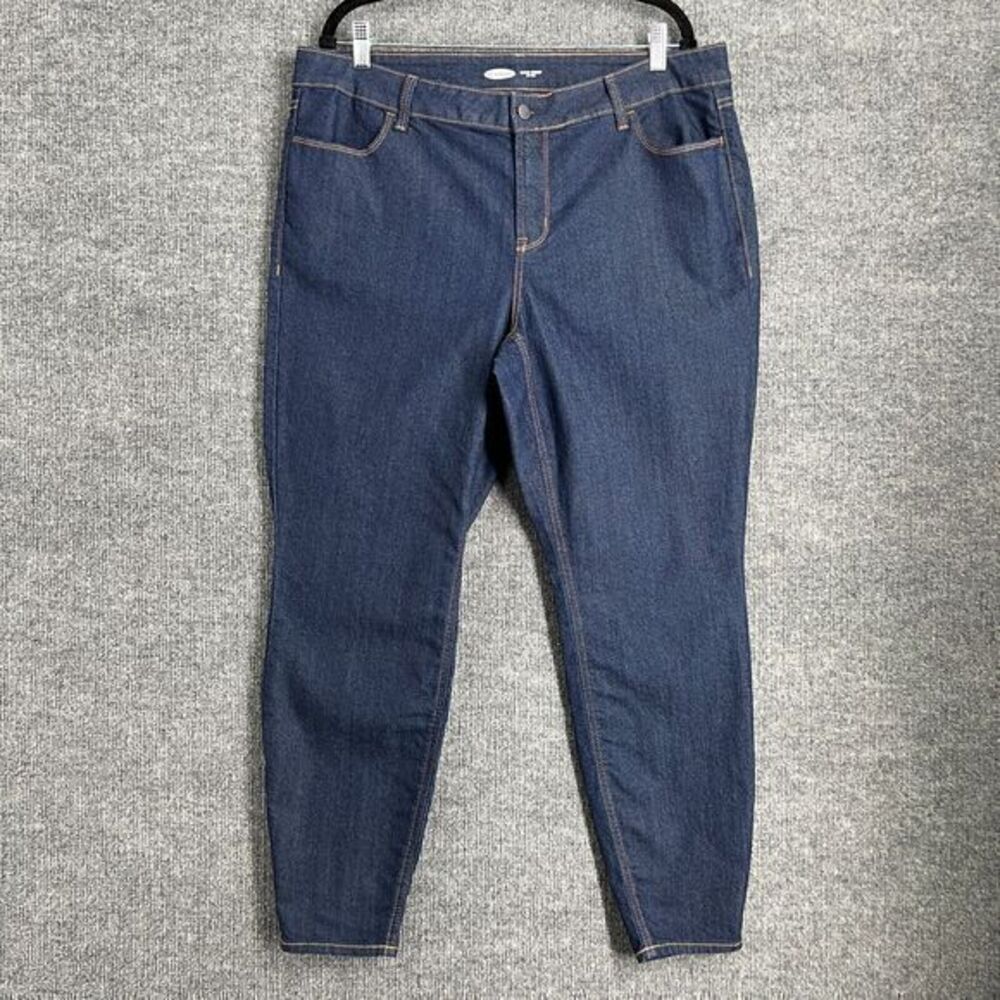 Old Navy Womens Super Skinny Jeans Plus Size 18 Dark Wash Mid Rise Stretch Denim